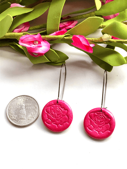 Earring Alya Alya, Polymer Clay Earrings, Pink Clay Earrings, Rose Earrings, Roses