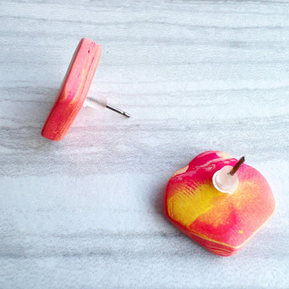 Earring Orange & Pink Petal Stud Earrings
