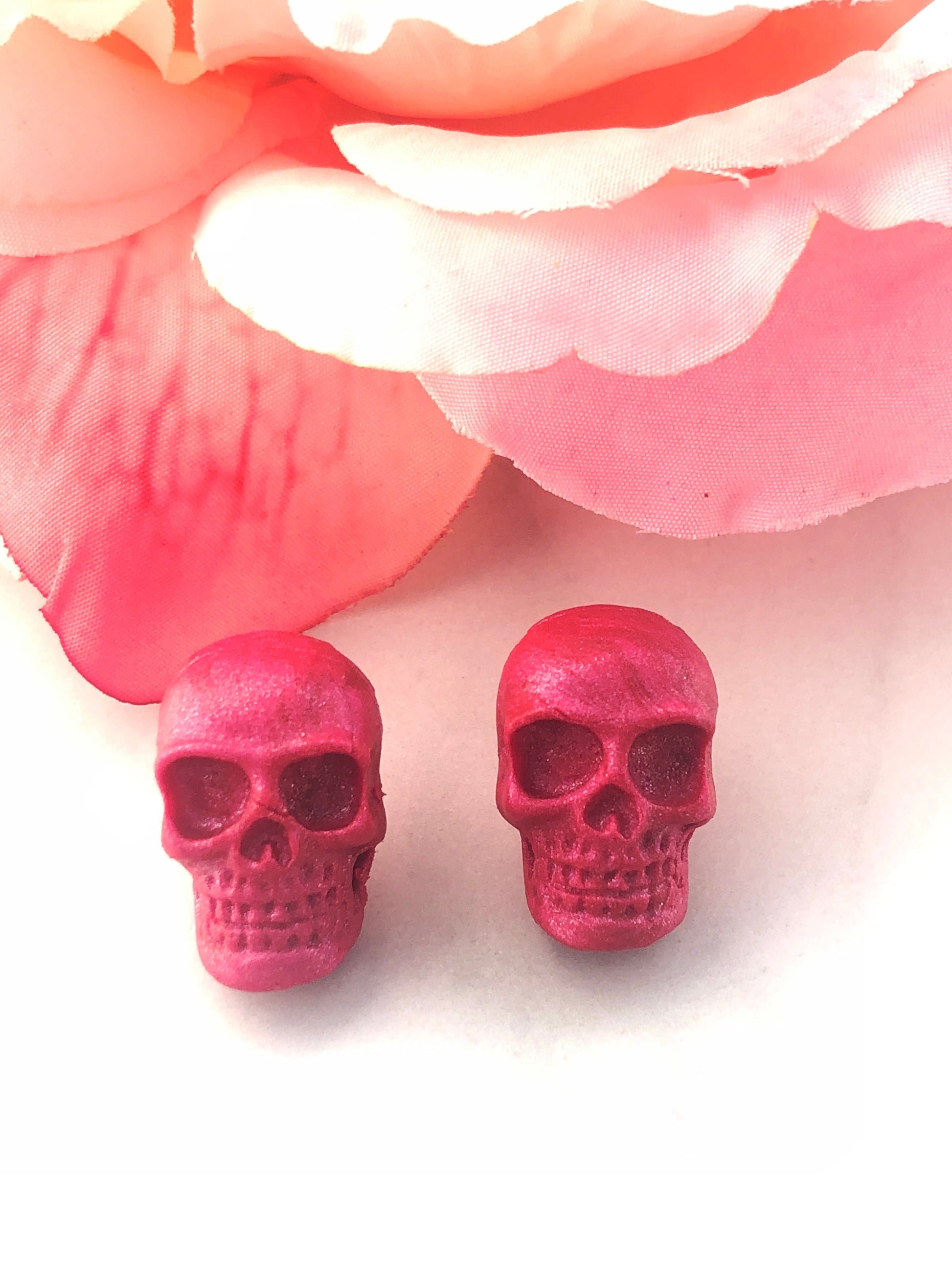 Earrings 1-Pair (Pink) Skull Stud Earrings