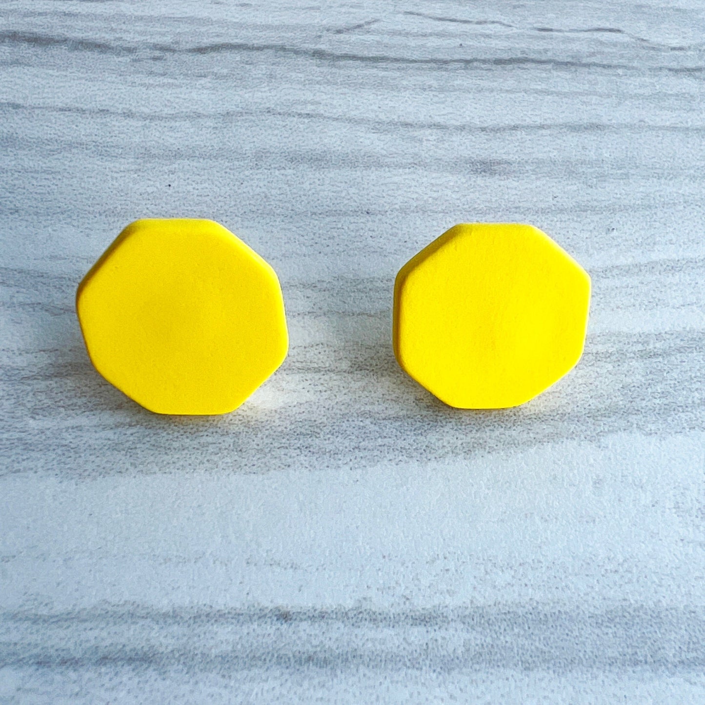 Earring Yellow Hexagon Stud Earrings