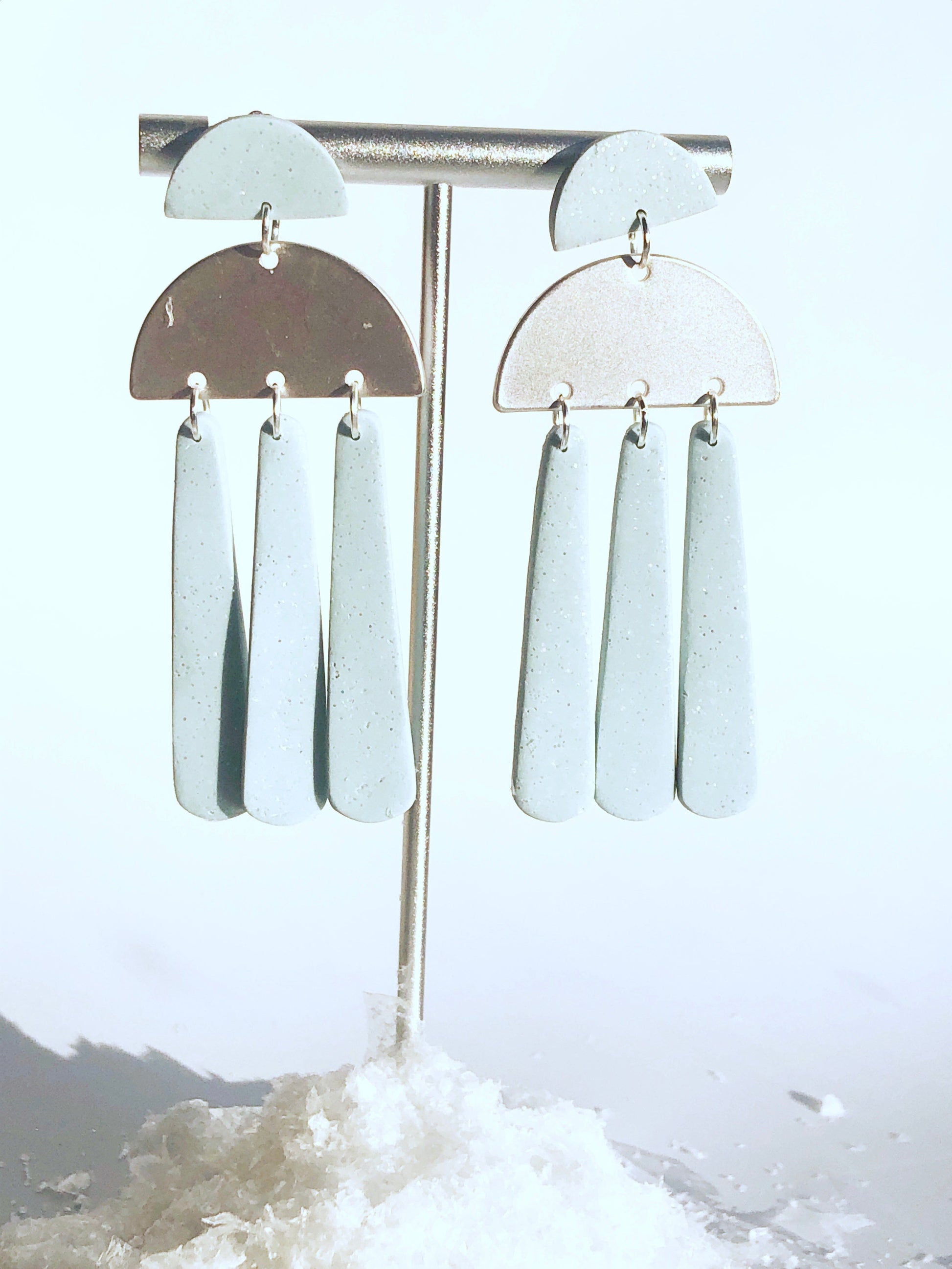 Earrings Cherith Cherith, Pale Blue Polymer Clay Earrings, Matte Silver Earrings