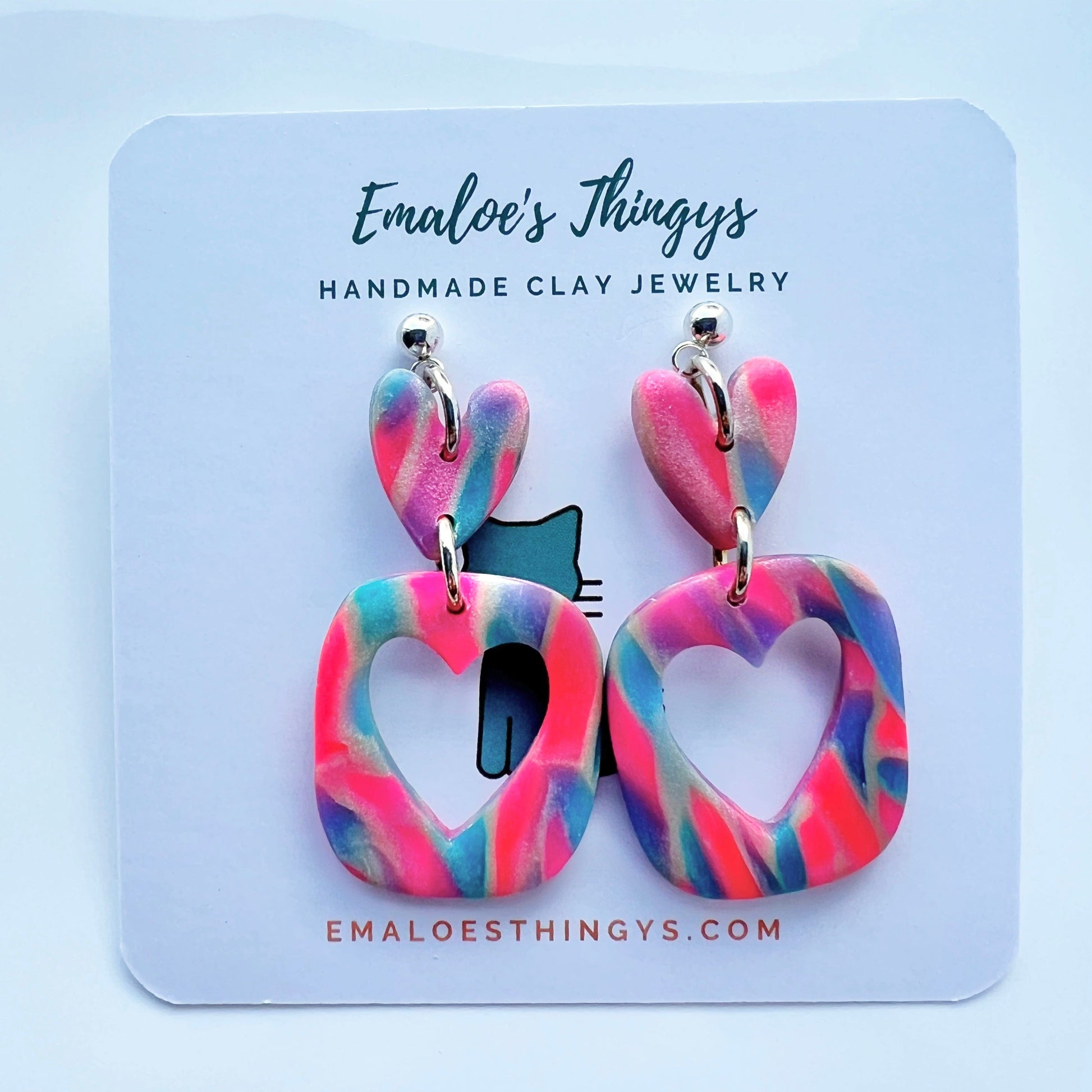 Earrings Colorful marbled hearts