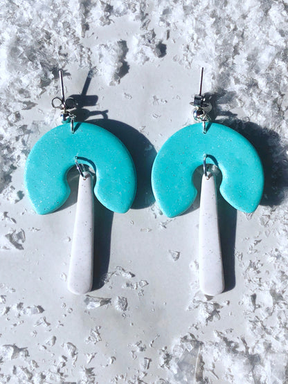 Earrings Iclyn Iclyn Earrings, Turquoise & White Polymer Clay Earrings, Clay Earrings