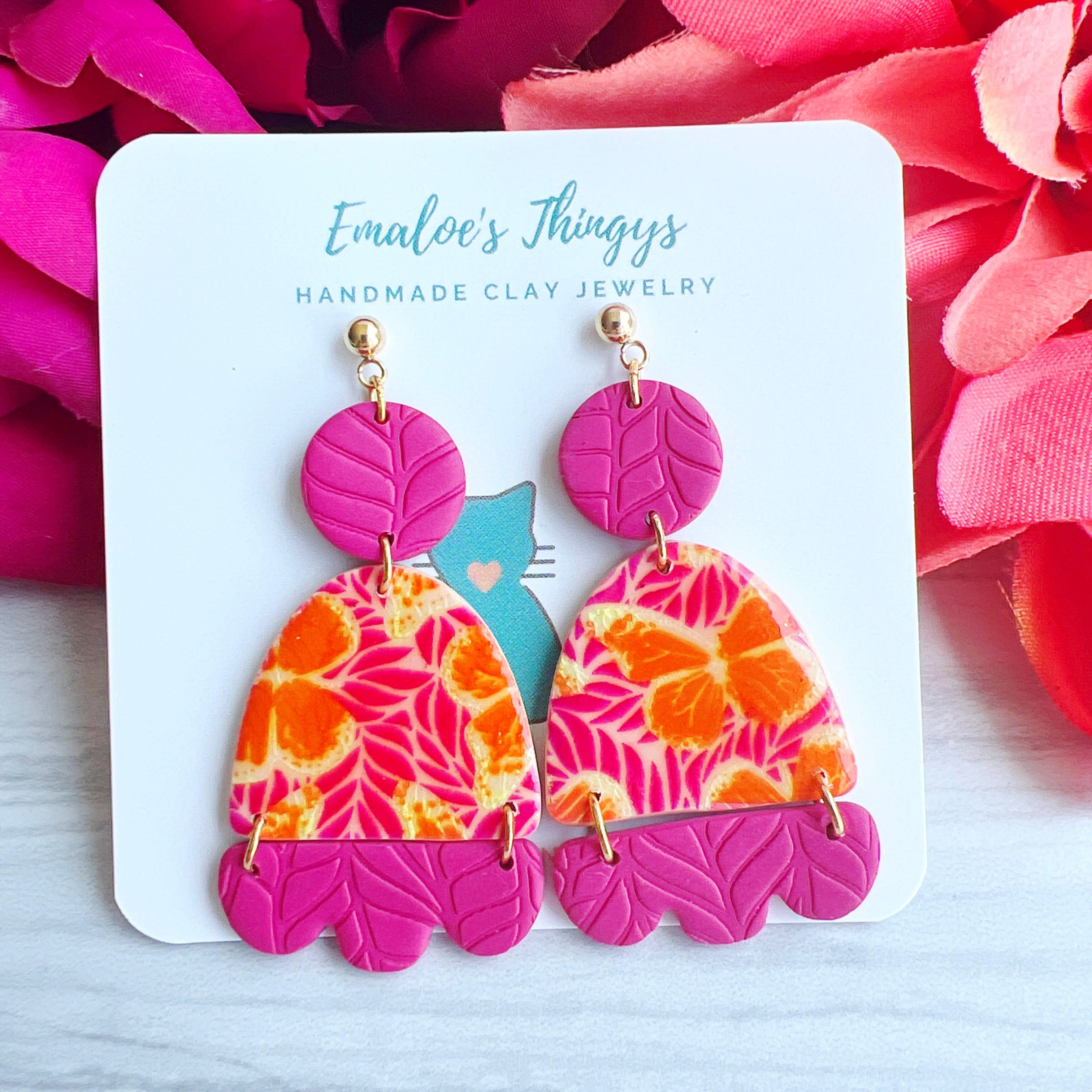 Handmade Polymer Clay Earrings: Love More