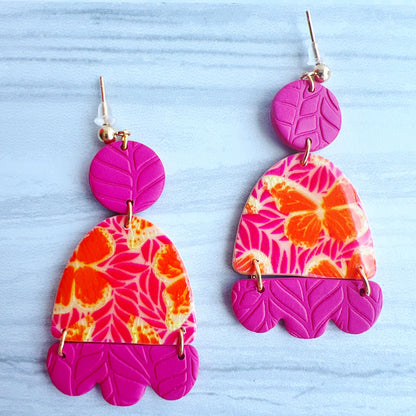 Earrings Idalia - Pink, Orange, Yellow Butterfly Earrings