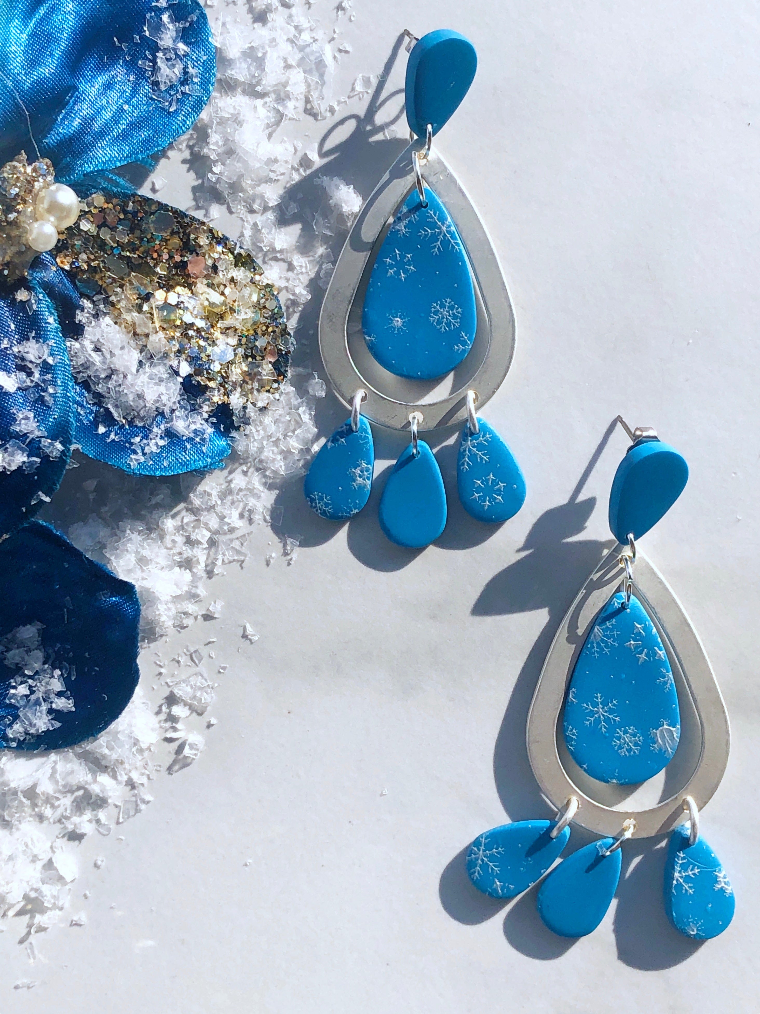 Blue clearance snowflake earrings