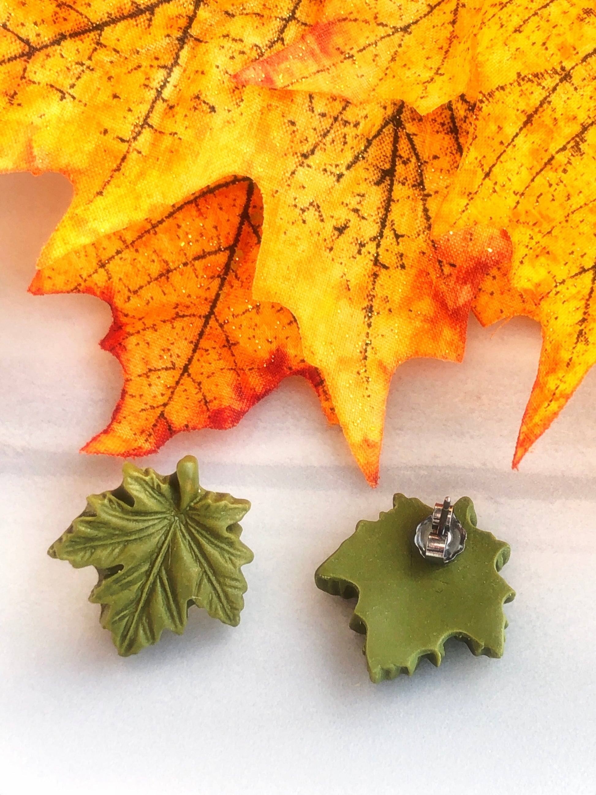 Earrings Maple Leaf Stud Earrings Maple Leaf Stud Earrings, titanium stud earrings, fall maple leaf earrings