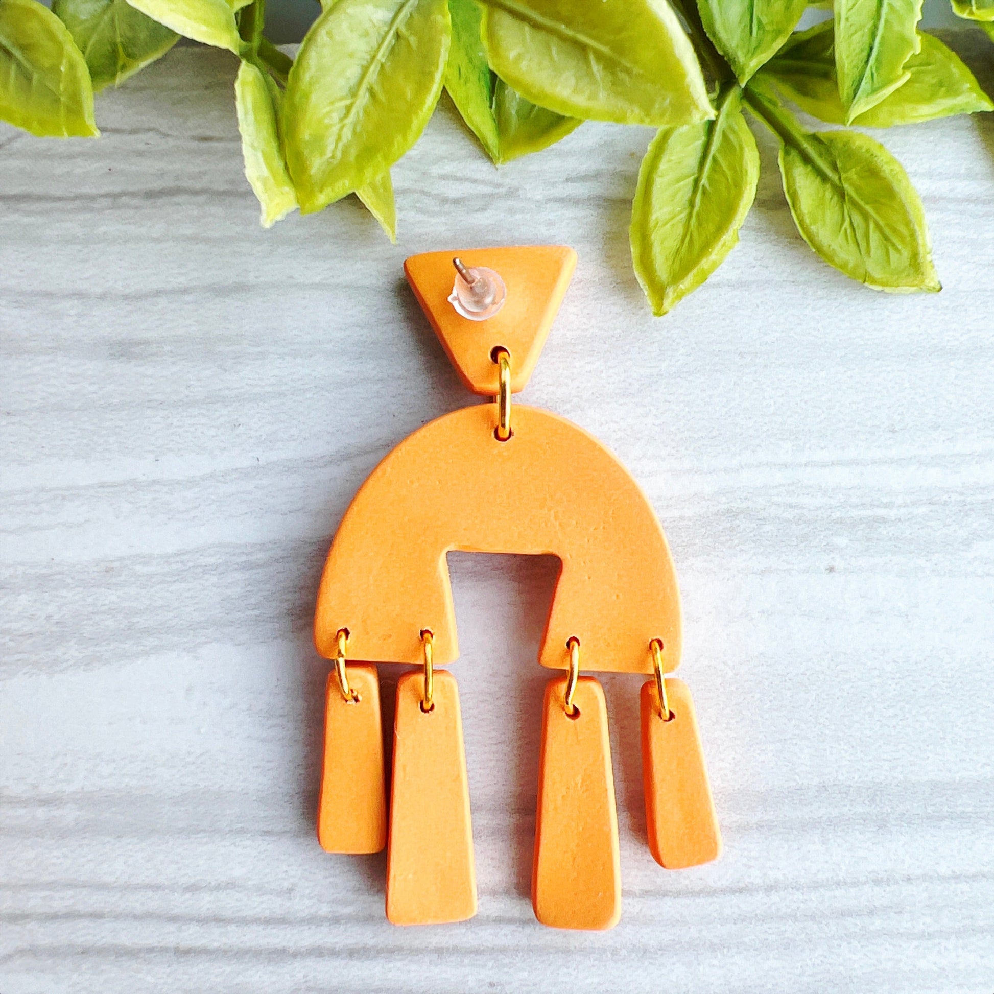 Earrings Marigold - Golden Yellow Orange Geometric Dangle Earrings