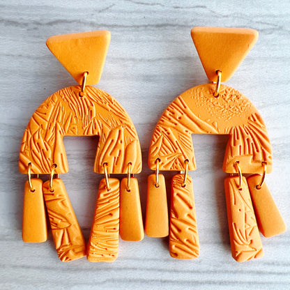Earrings Marigold - Golden Yellow Orange Geometric Dangle Earrings