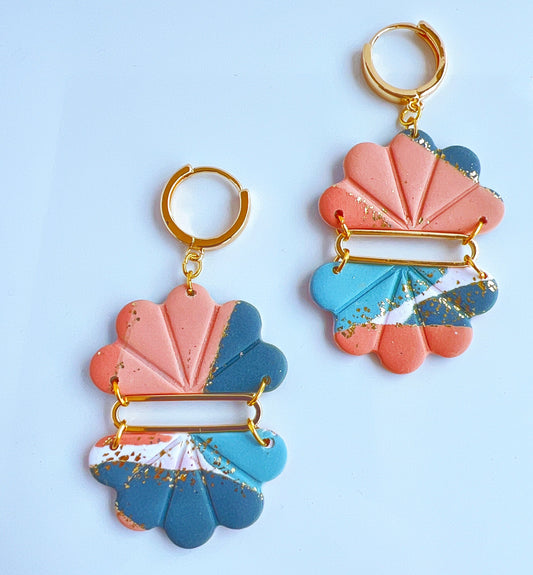 Earrings Mealani - Floral Shapes with 18K Gold Accents