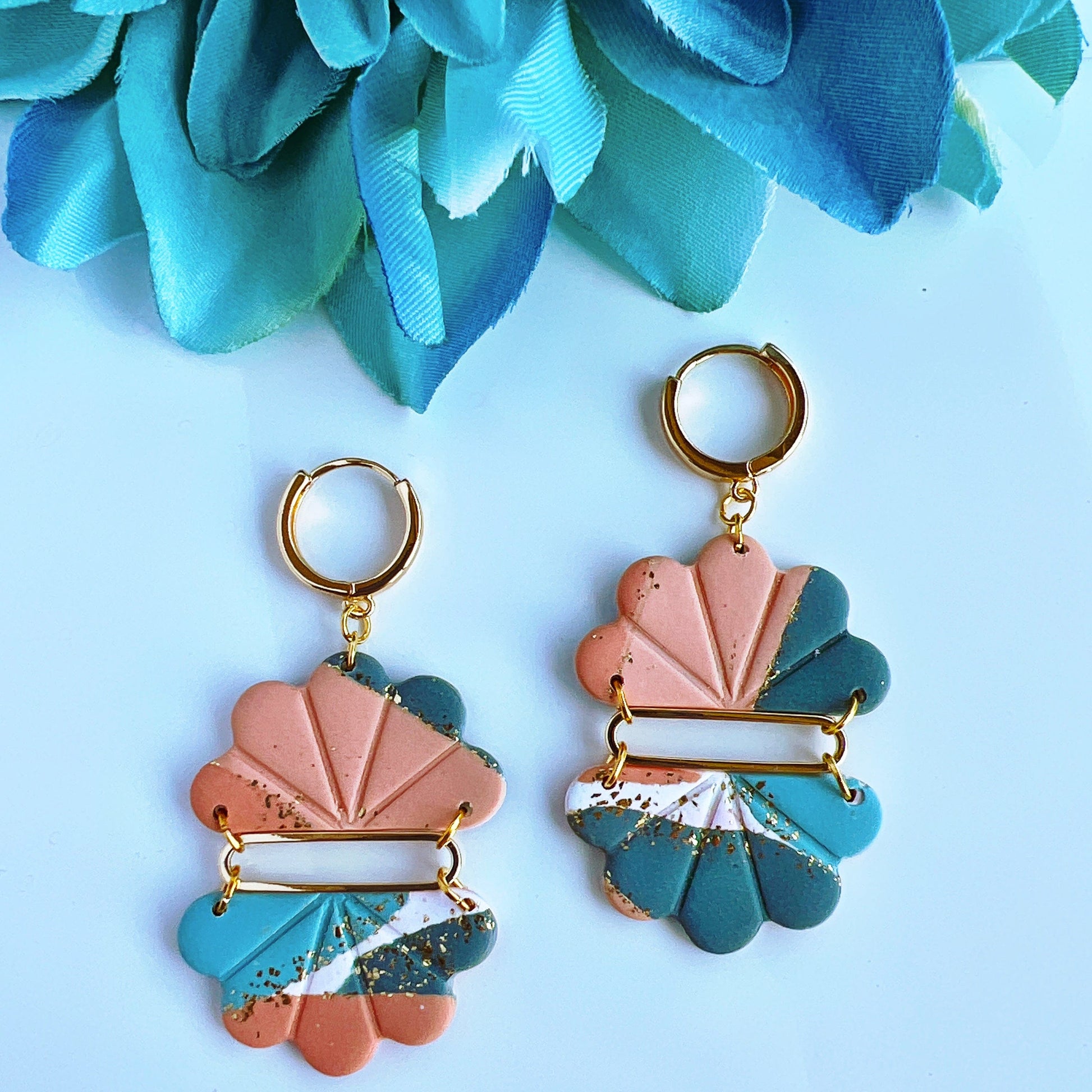 Earrings Mealani - Floral Shapes with 18K Gold Accents