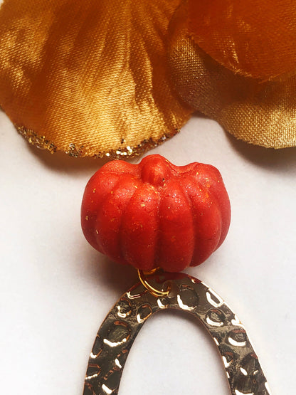 Earrings Orla Pumpkin Hammered Gold Earrings, Fall Pumpkin Leaf Earrings, Earrings