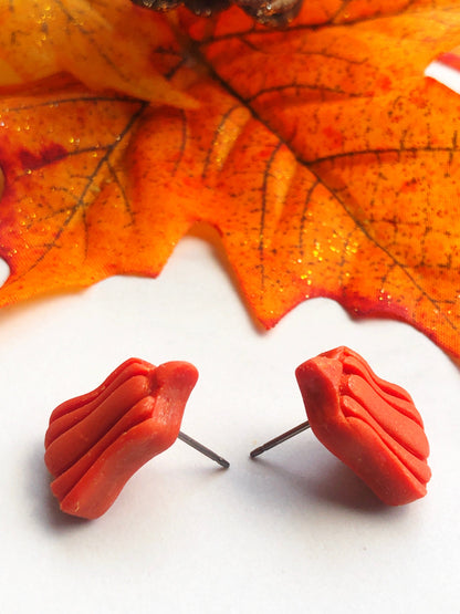 Earrings Pumpkin Stud Earrings Gold Antique Copper Leaf Earrings, Orange Fall Leaf Earrings, Earrings