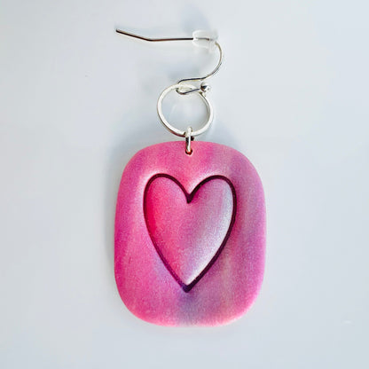 Earrings Amora - Purple & Pink Square Heart Earrings