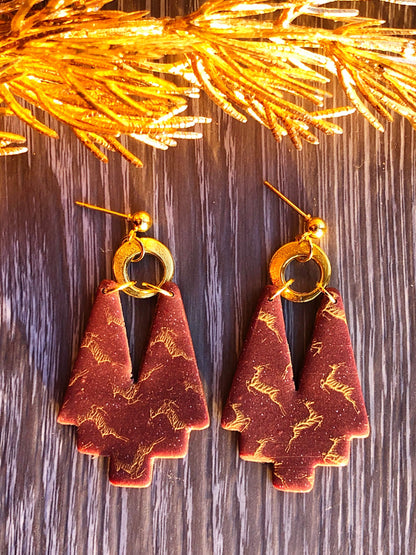 Earrings Rory Rory Reindeer Earrings, Brown Polymer Clay Earrings, Christmas Gifts
