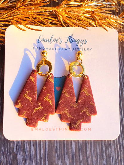 Earrings Rory Rory Reindeer Earrings, Brown Polymer Clay Earrings, Christmas Gifts