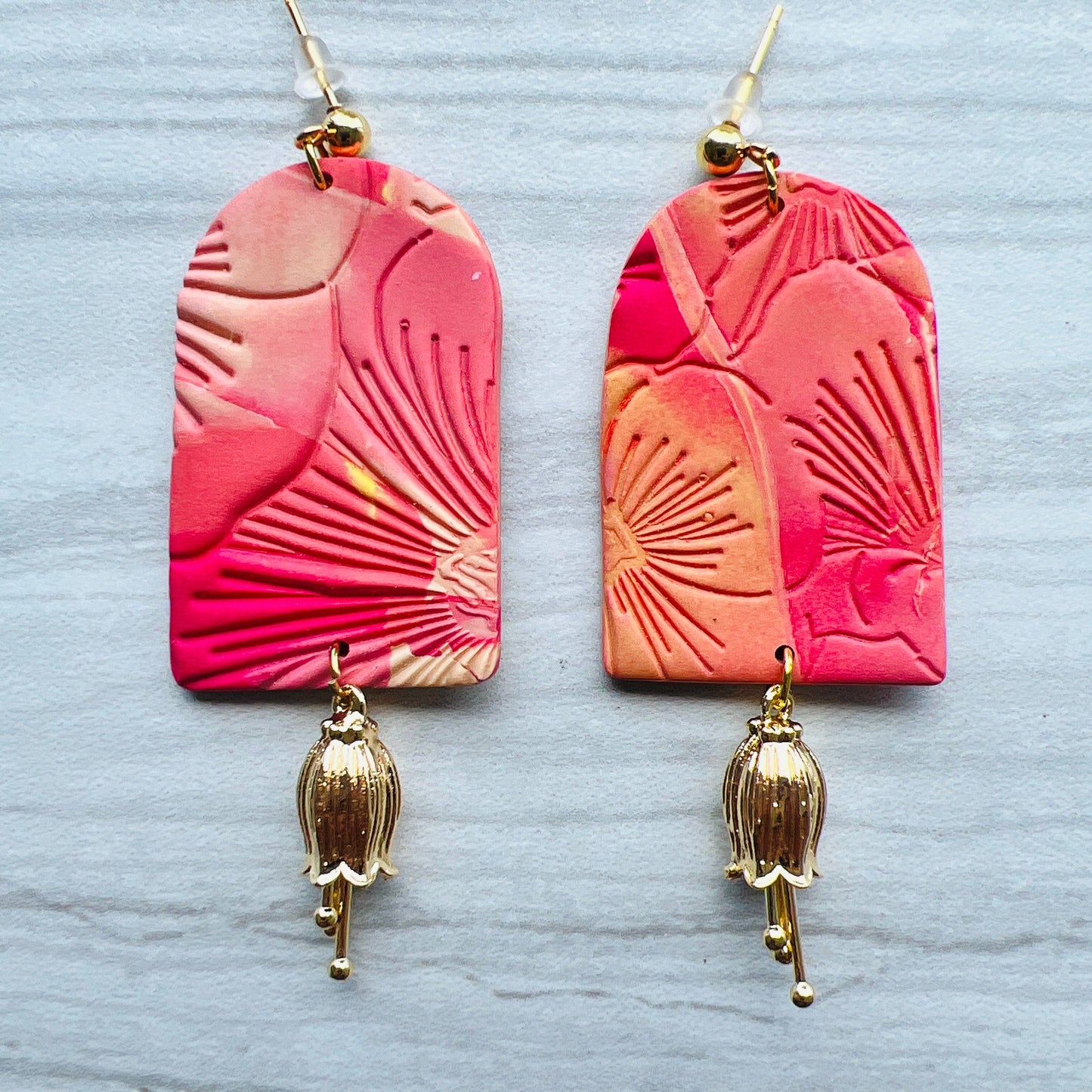 Earrings Solana - Tropical Sunrise & Gold Floral Charm Earrings