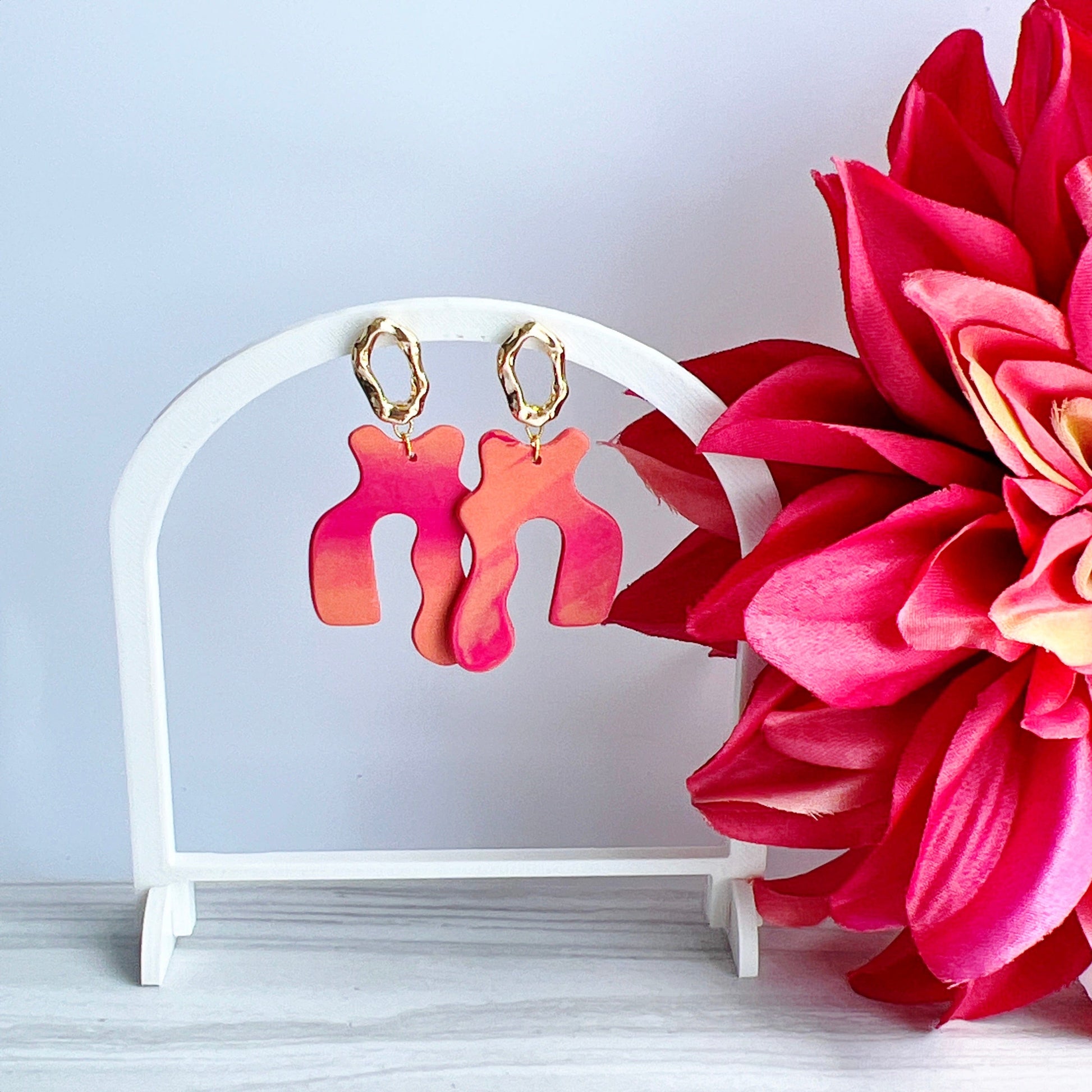 Earrings Soleil - Orange & Pink Squiggle Earrings