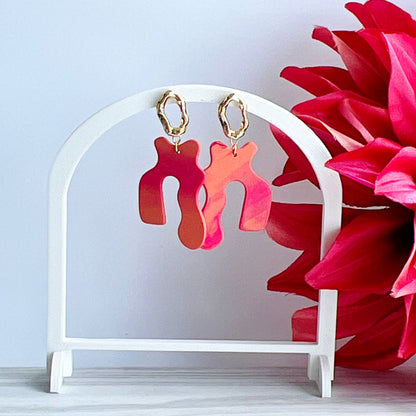 Earrings Soleil - Orange & Pink Squiggle Earrings
