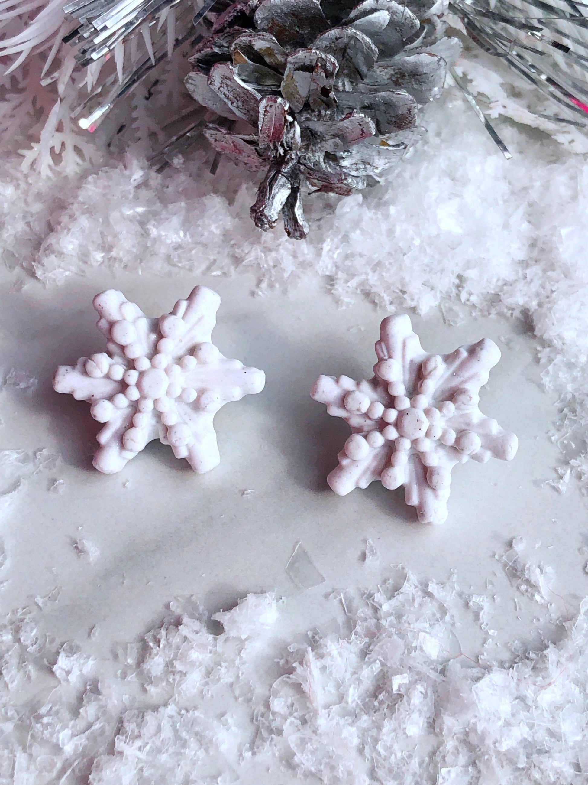 Earrings White Snowflake Stud Earrings White Snowflake Earrings, White Polymer Clay Earrings, Clay Earrings