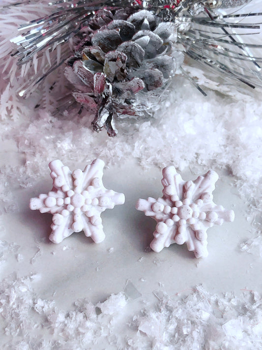 Earrings White Snowflake Stud Earrings White Snowflake Earrings, White Polymer Clay Earrings, Clay Earrings