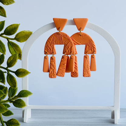 Marigold - Golden Yellow Orange Geometric Dangle Earrings