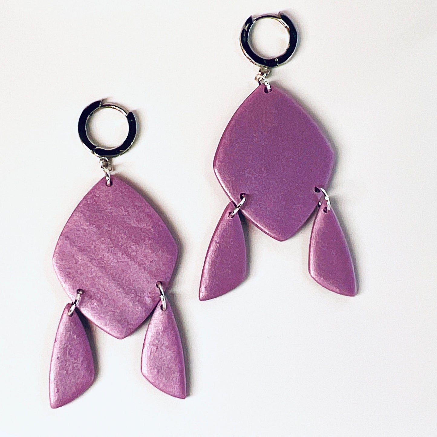 Earrings Priya - Purple Satin Diamond Triangle Dangle Earrings