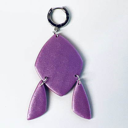 Purple Satin Diamond Triangle Dangles